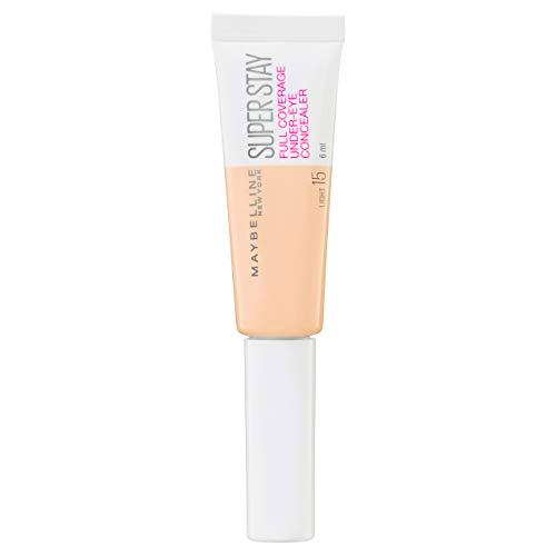 Maybelline New York Super Stay 24H Corrector de Ojeras Alta Cobertura y Larga Duración Tono 15 Light Color Claro