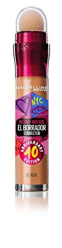 Maybelline New York Borrador Corrector De Ojeras, Bolsas E Imperfecciones Tono 02 Nude Pieles Medio Claras